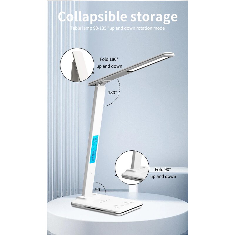 Wireless Charging Desk Lamp Factory - OEM Smart Displayclock 3 Color Stepless Dimming