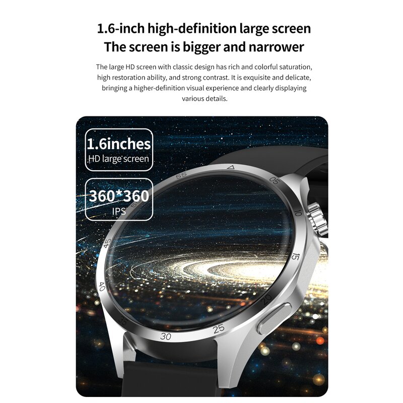 Smart Watch Factory - OEM Men 1.6 Inch BT Call Music NFC COMPASS IP68 Waterproof