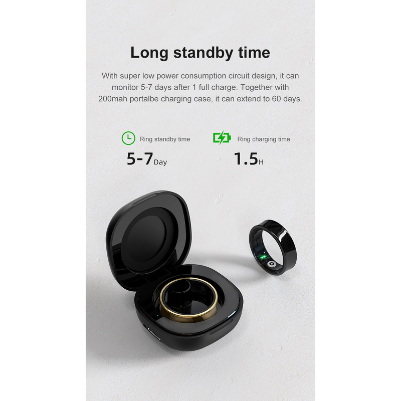 Health Smart Ring Factory - OEM 2024 R09 Multiple Sports Modes Heart Rate Charging Box