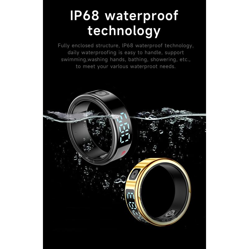 Health Smart Ring Factory - OEM SR08 Hand Gestures Blood Oxygen 5ATM with Charging Box