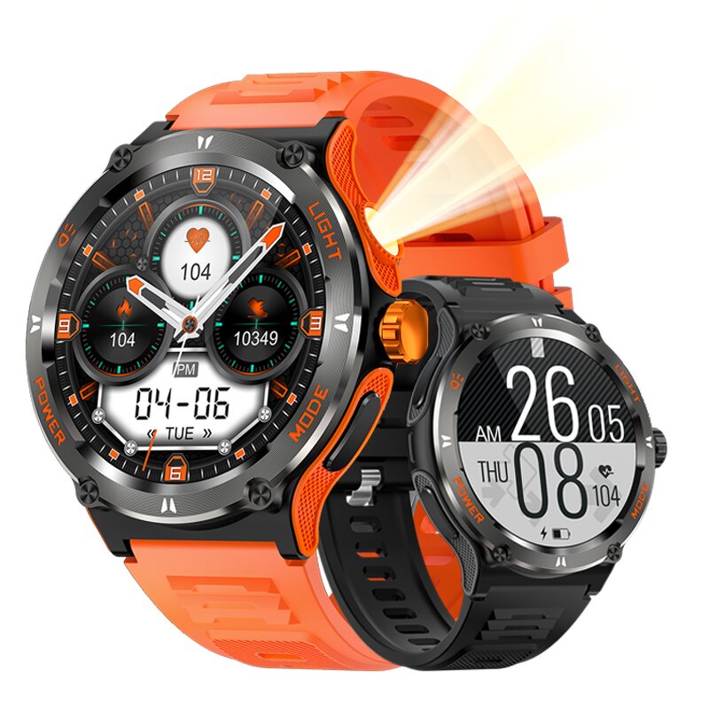 Outdoor Smart Watch Factory - OEM 1.53inch Flashlight 3ATM Compass BT Call AI Voice