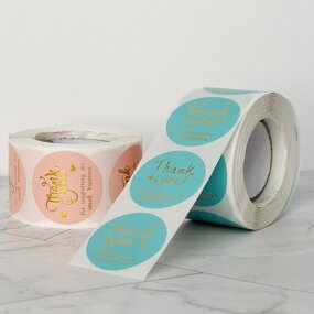 Thank You Stickers Supplier - OEM/ODM Custom Printed 500 Pcs Packaging Labels Circle Roll