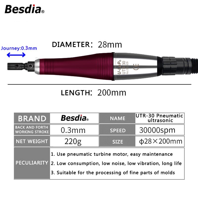 Ultrasonic Polisher Factory - OEM Besdia UTR-30 Customizable Pneumatic for Mold
