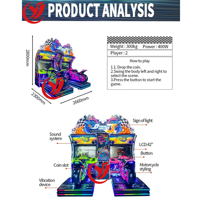 Motorcycle Racing Game Factory - OEM 2024 New Product 2 Player Video Simulator Coin Operated