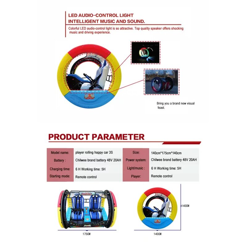 Electric Balance Car Factory - OEM Outdoor Playground 360 Degree Happy Roller Car