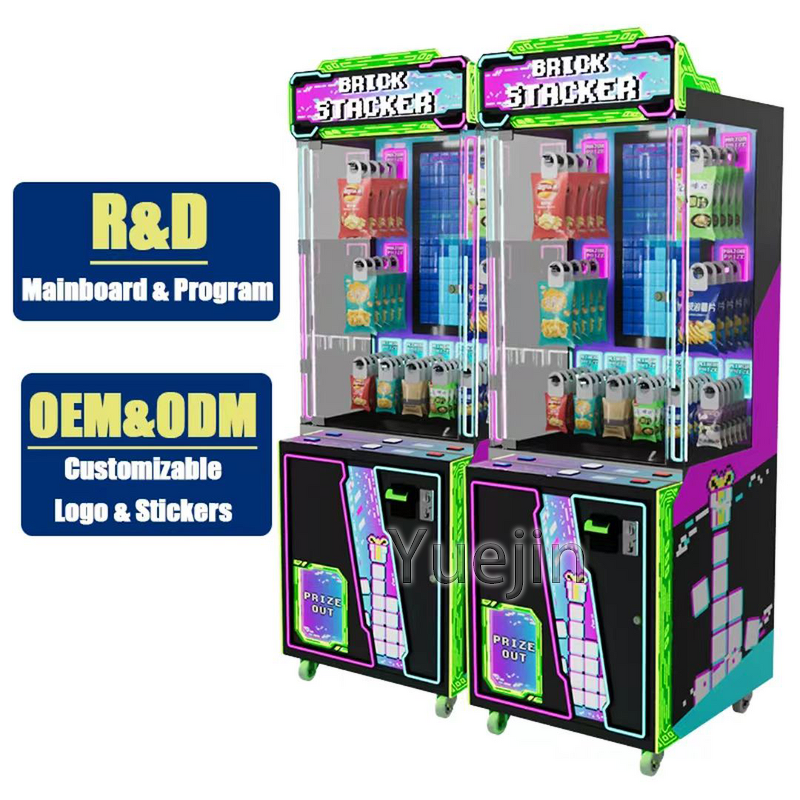 Crane Arcade Game Factory - OEM Redemption Metal Brick Stacker Kid-Friendly Monitor