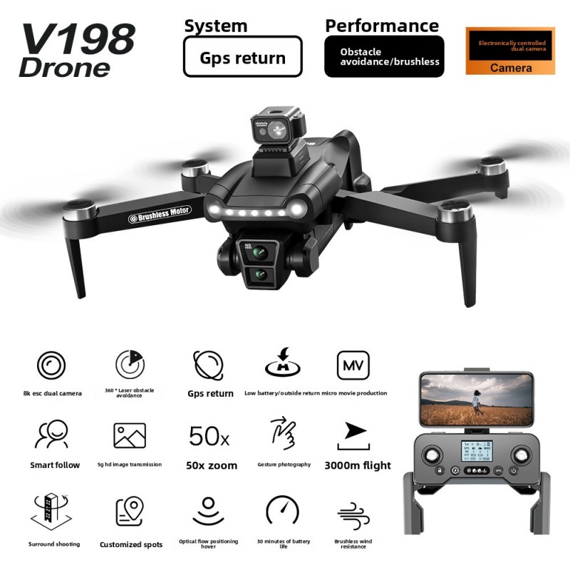 8K Aerial Drone Factory - OEM Cross-Border V198 Brushless Laser 8K