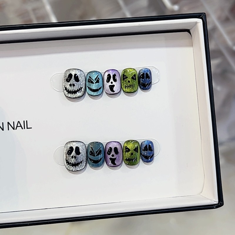 Autumn Nail Art Manufacturer - Bulk Nai Zi Handmade Little Ghost Cat Eye Design
