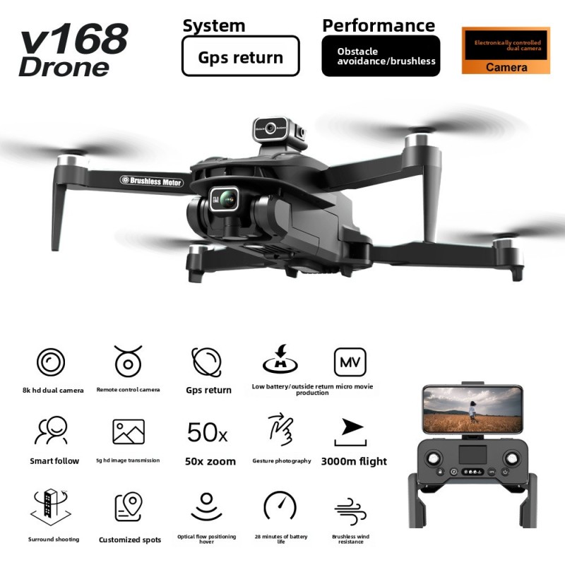 Commercial Drone Manufacturer - Bulk V168 GPS Return HD 8K Intelligent