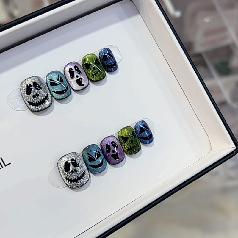 Autumn Nail Art Manufacturer - Bulk Nai Zi Handmade Little Ghost Cat Eye Design