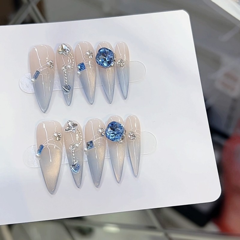 Nail Art Patch Manufacturer - Bulk Nai Zi Fantasy Blue Cat Eye Design Handmade