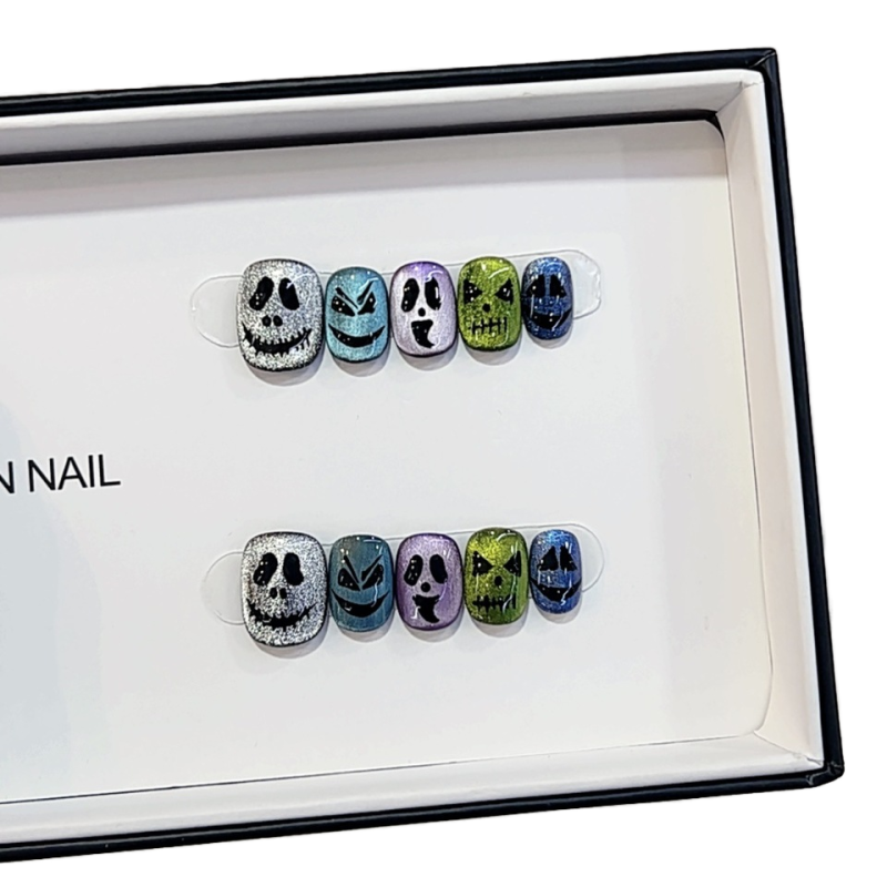 Autumn Nail Art Manufacturer - Bulk Nai Zi Handmade Little Ghost Cat Eye Design