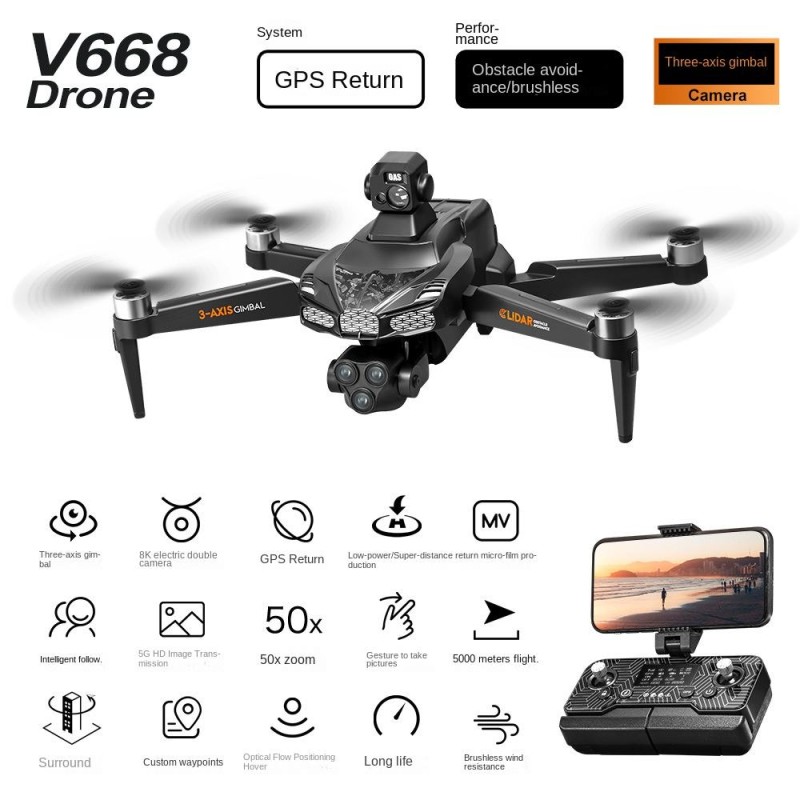 UAV Gimbal Supplier - OEM Hot Selling V668 Three-Axis GPS Folding
