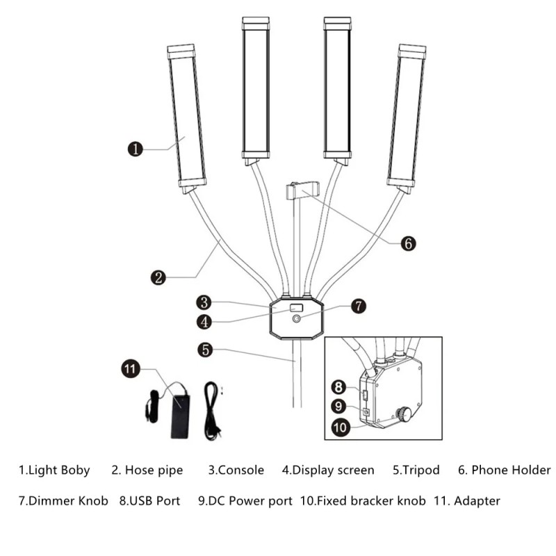 LED Fill Light Supplier - OEM Professional Four Arm Selfie Beauty Enhancing