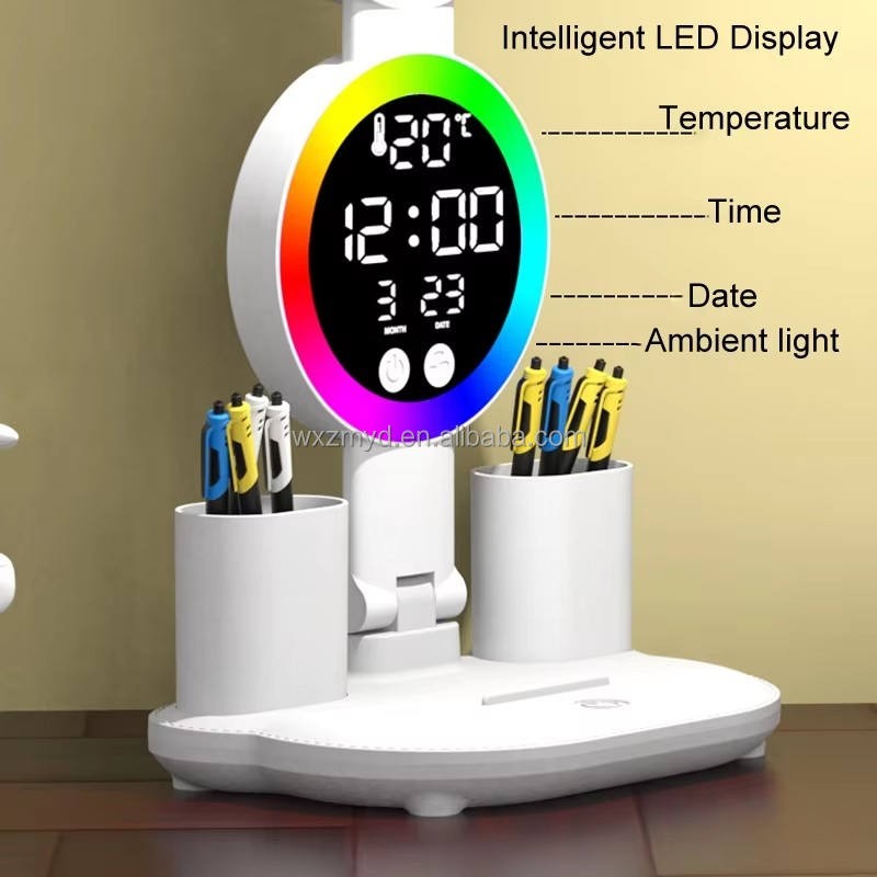 Modern LED Desk Lamp Manufacturer - Bulk Clock Date Display Rechargeable Foldable