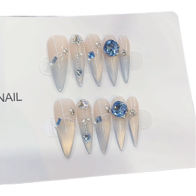 Nail Art Patch Manufacturer - Bulk Nai Zi Fantasy Blue Cat Eye Design Handmade