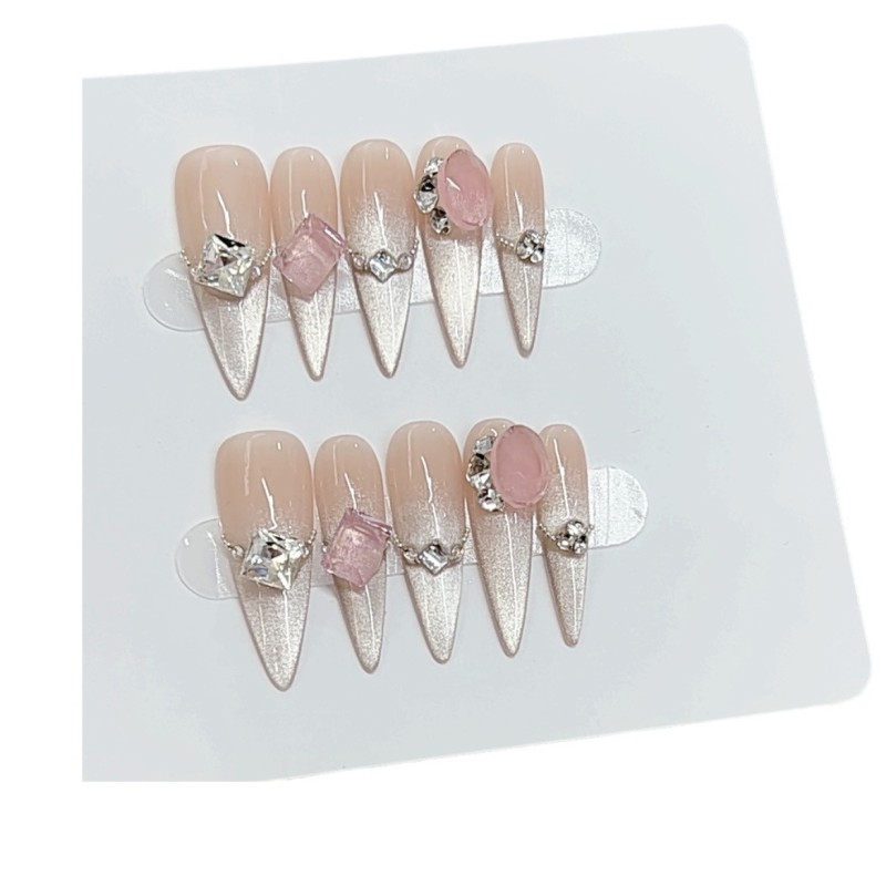 Phototherapy Nail Art Factory - OEM Nai Zi Handmade Cat Eye Pink Melody Wearable