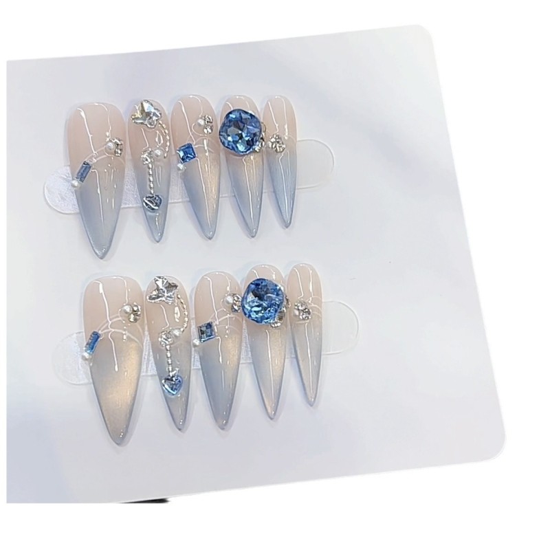 Nail Art Patch Manufacturer - Bulk Nai Zi Fantasy Blue Cat Eye Design Handmade