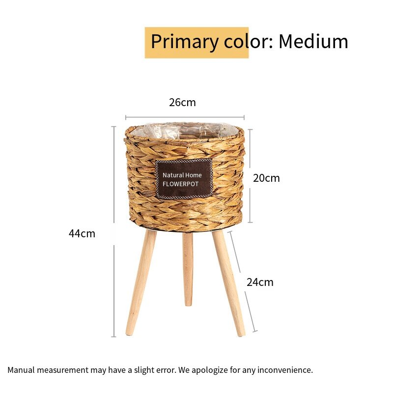 Straw Woven Basket Supplier - OEM/ODM Rattan Floor-standing Wooden High Flower Stand