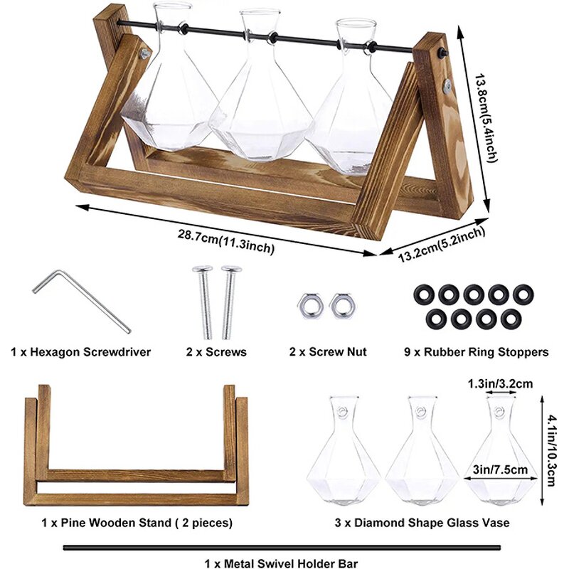 Desktop Air Plant Terrarium Manufacturer - OEM/ODM Dropshipping with Solid Wooden Stand Diamond