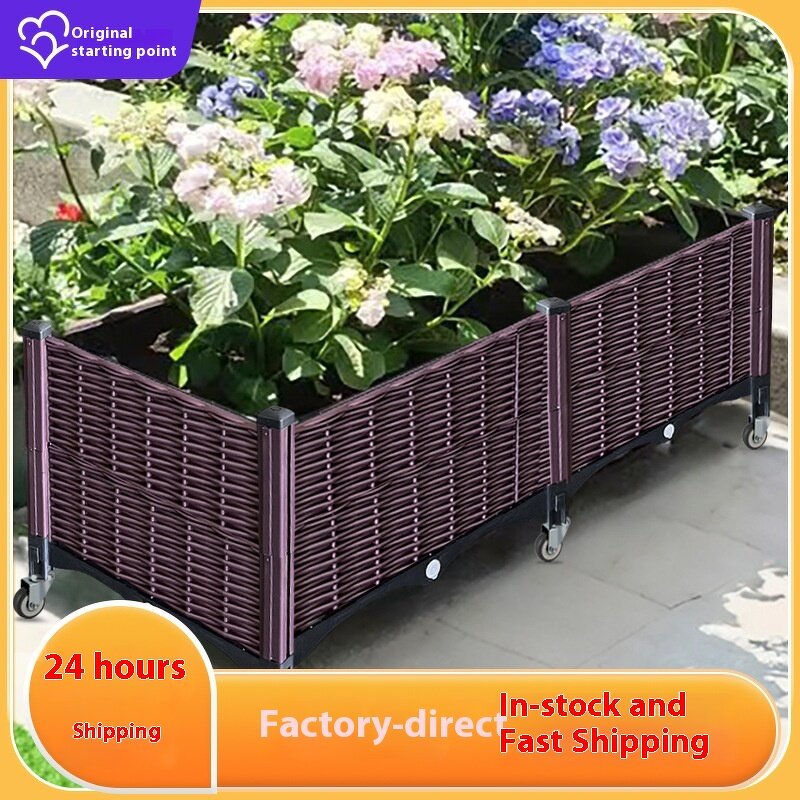Plastic Flower Pot Manufacturer - OEM/ODM Modern Wheeled Rectangular for Outdoor Balcony