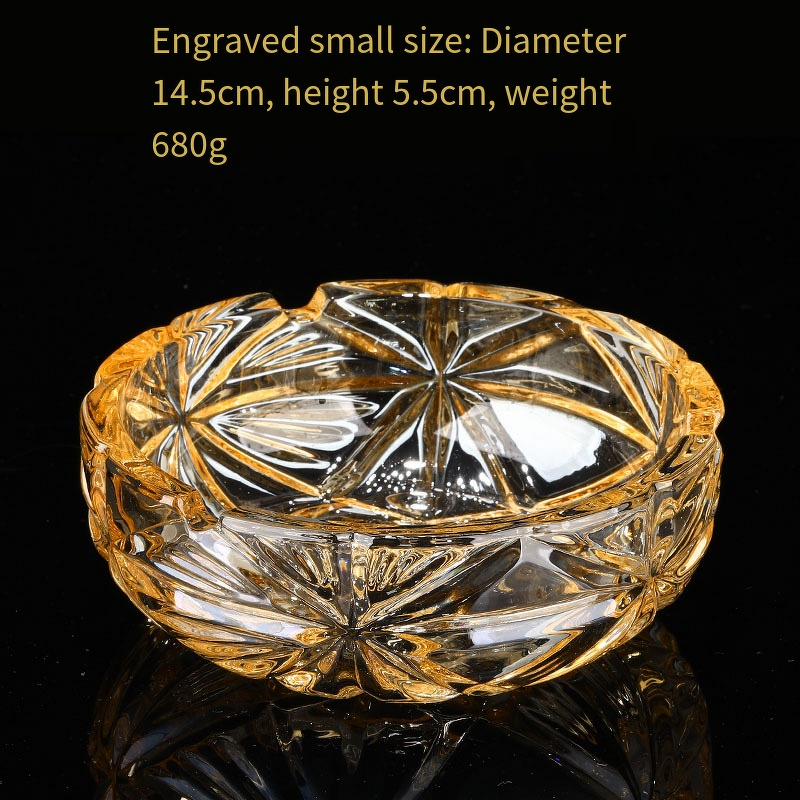 Crystal Glass Ashtray Manufacturer - OEM/ODM Creative Gold Oversized for Living Room Office