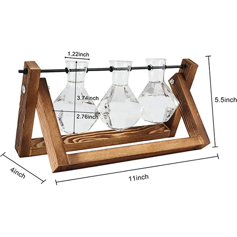 Desktop Air Plant Terrarium Manufacturer - OEM/ODM Dropshipping with Solid Wooden Stand Diamond