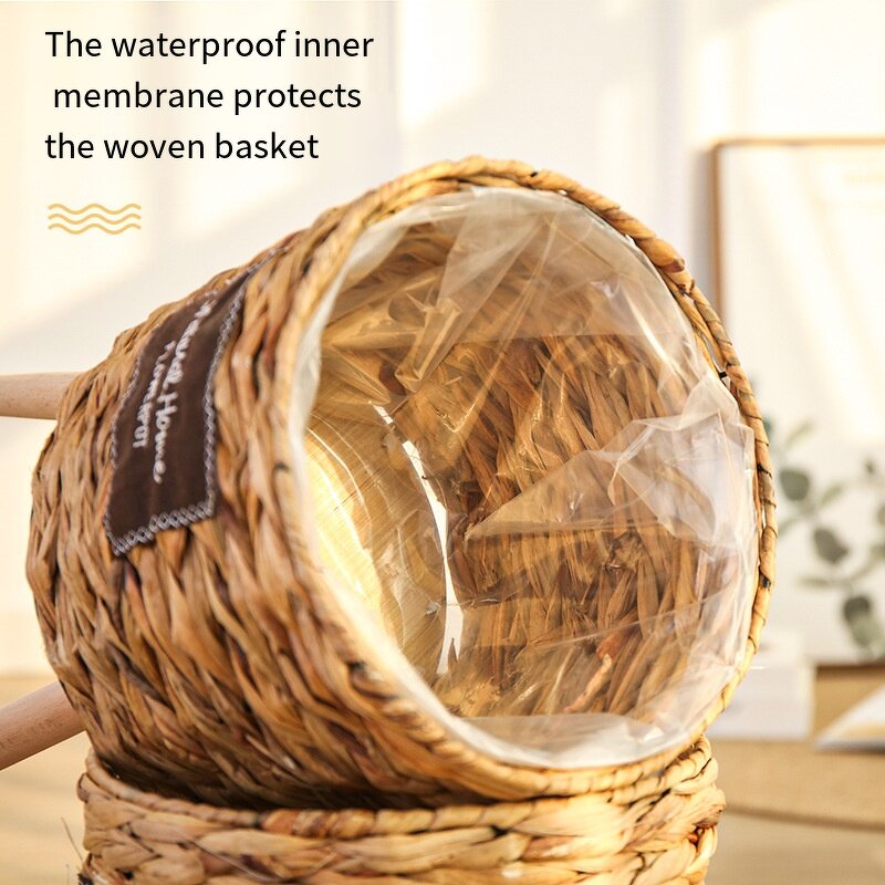 Straw Woven Basket Supplier - OEM/ODM Rattan Floor-standing Wooden High Flower Stand