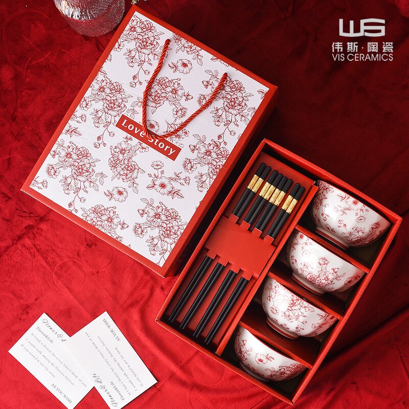 Ceramic Bowl Set Manufacturer - OEM/ODM Joyful Household Tableware Gift Box Opening Event