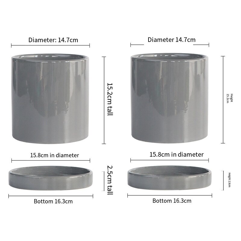 Ceramic Flowerpot Supplier - OEM/ODM with Tray Straight Cylinder Modern Minimalist Style