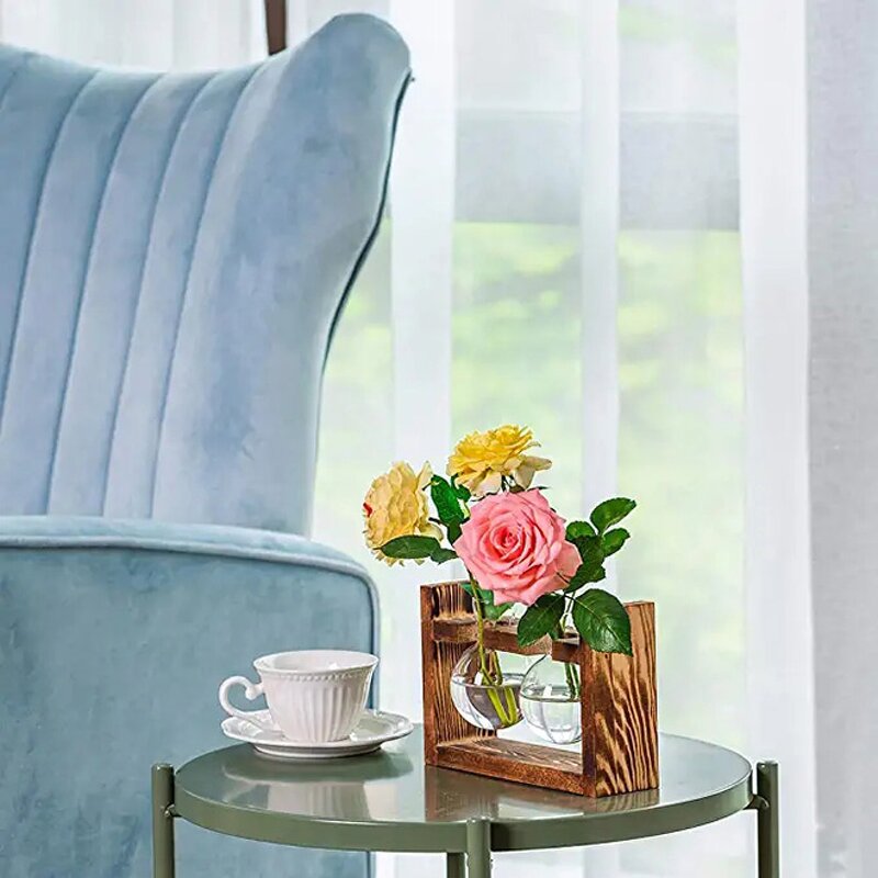 Plant Terrarium Manufacturer - OEM/ODM Dropshiping with Wooden Stand Desktop Glass Planter