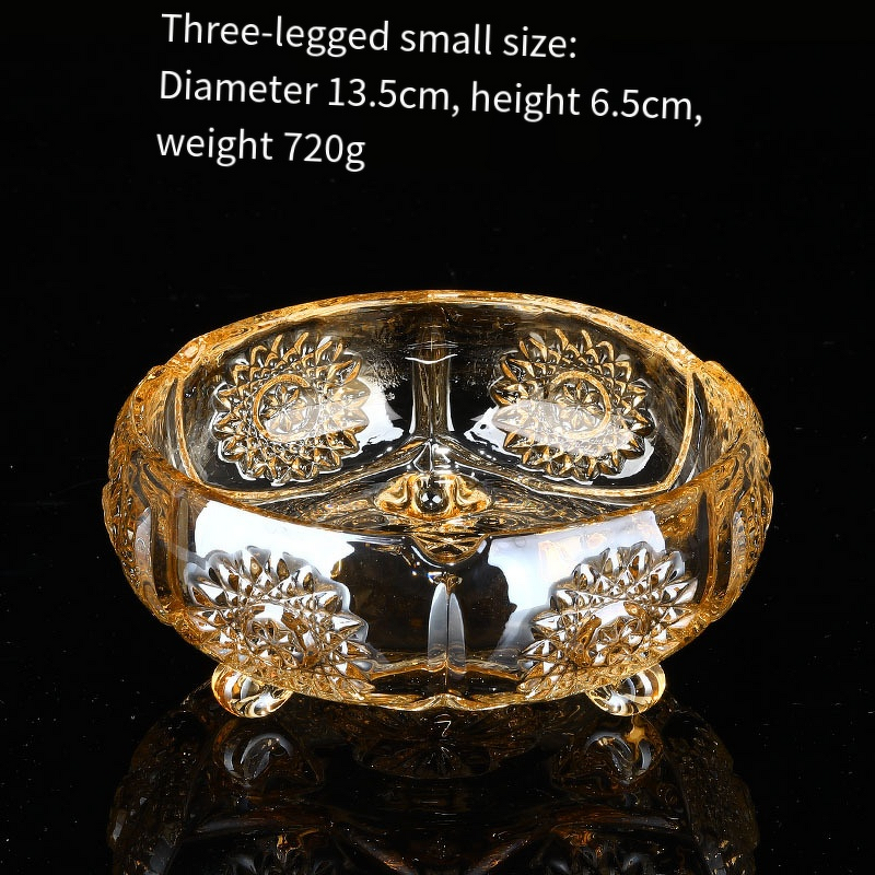 Crystal Glass Ashtray Manufacturer - OEM/ODM Creative Gold Oversized for Living Room Office
