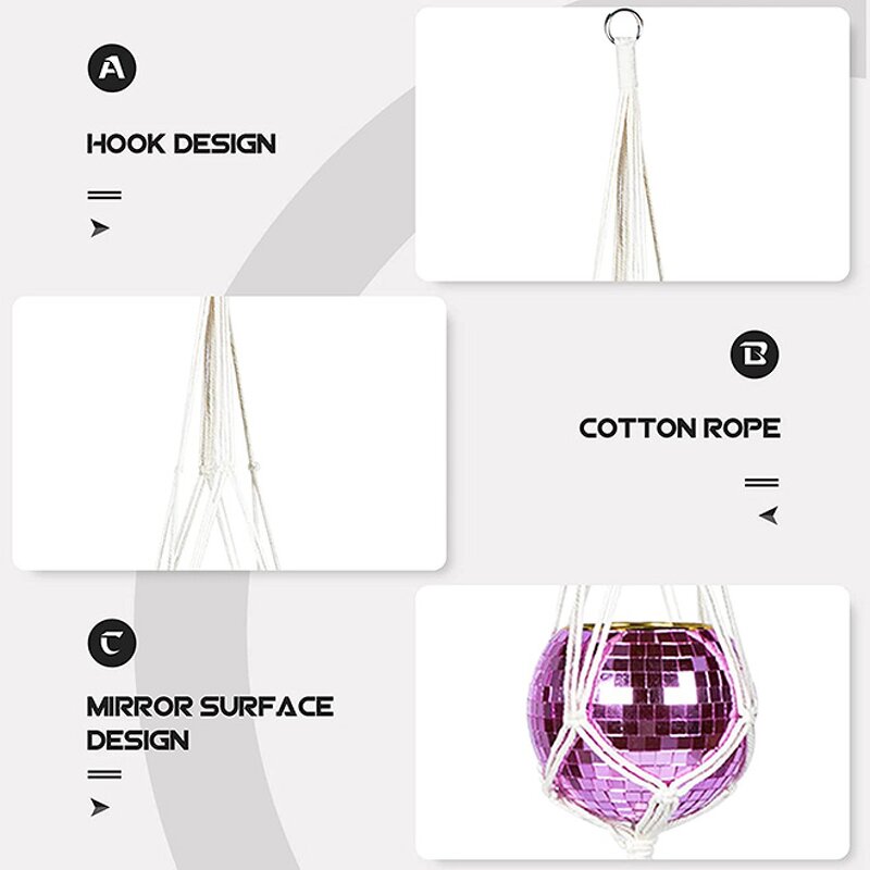 Disco Ball Flower Pot Factory - OEM/ODM New Bohemian Style 6-Inch with Hanging Rope Chain