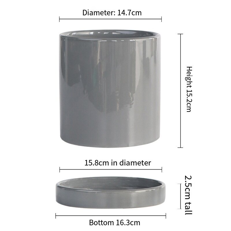 Ceramic Flowerpot Supplier - OEM/ODM with Tray Straight Cylinder Modern Minimalist Style