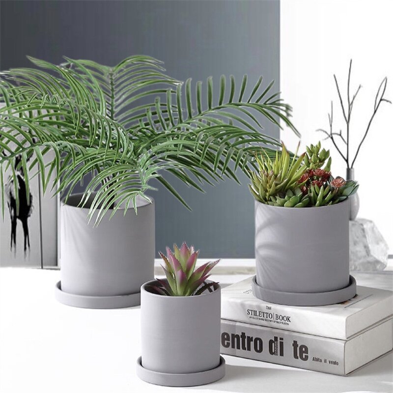 Ceramic Flower Pot Supplier - OEM/ODM Straight Cylindrical Nordic Color European Planting