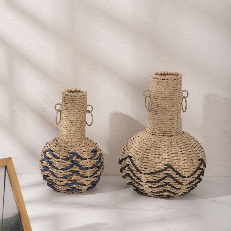 Woven Paperrope Vase Manufacturer - OEM/ODM Handmade Decorative for Dried Flower Home Ornament
