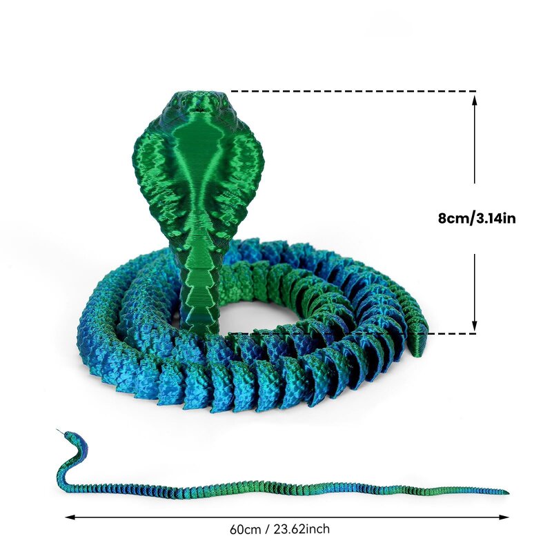 Creative Cobra Ornament Factory - OEM/ODM Cross-Border 3D Printed Movable Simulation Toy Snake