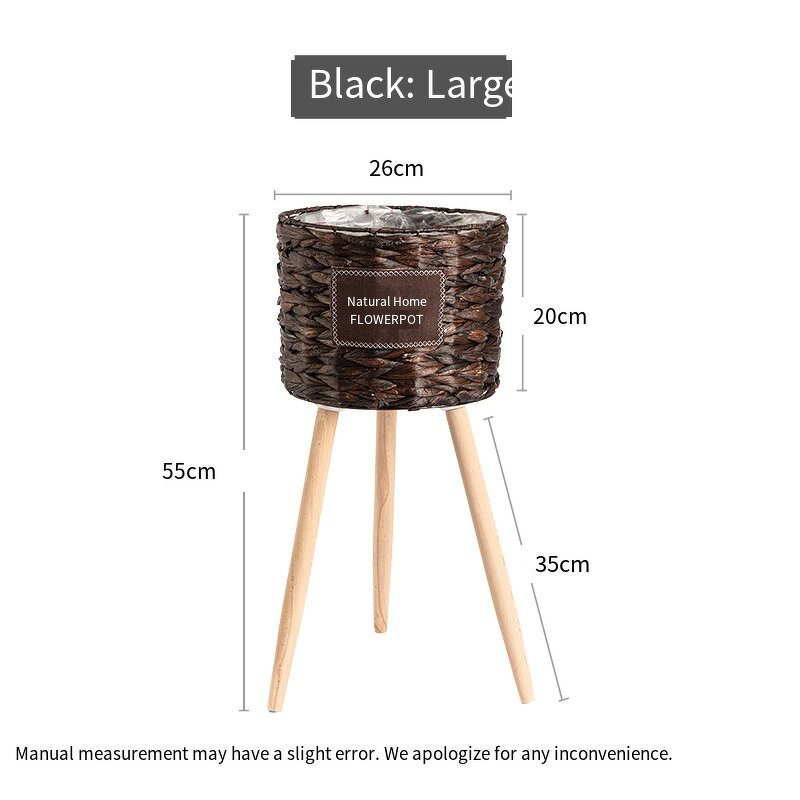 Straw Woven Basket Supplier - OEM/ODM Rattan Floor-standing Wooden High Flower Stand