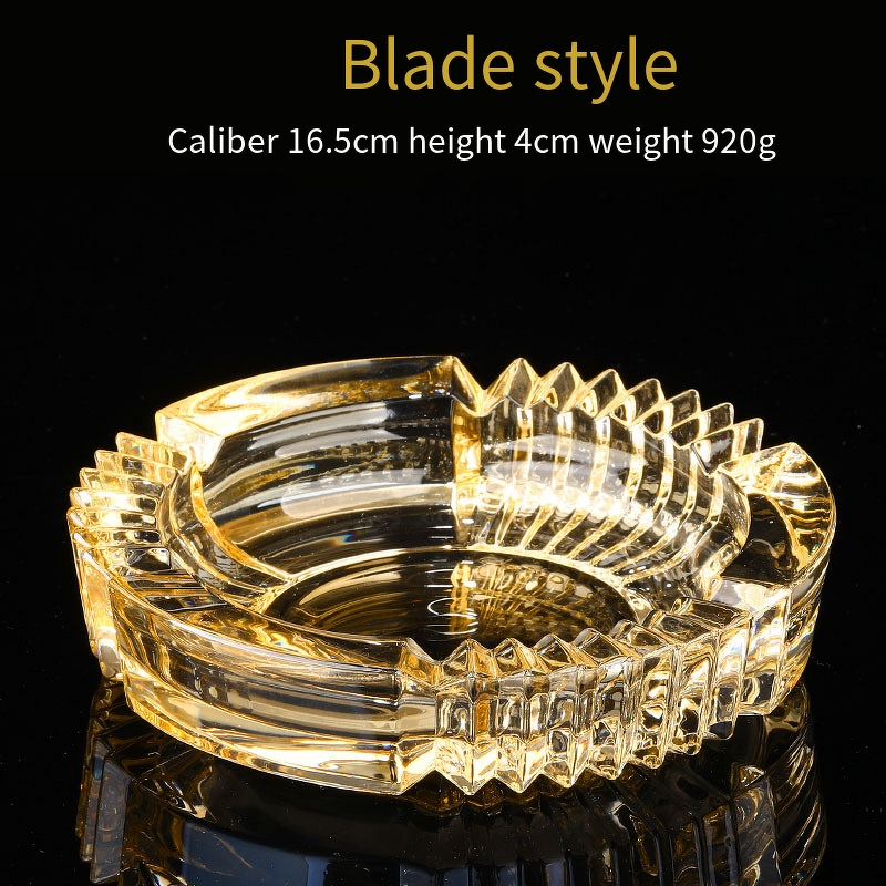 Crystal Glass Ashtray Manufacturer - OEM/ODM Creative Gold Oversized for Living Room Office