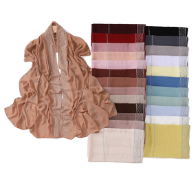 Chiffon Scarf Manufacturer - Custom Rhinestone Border Long Shawl