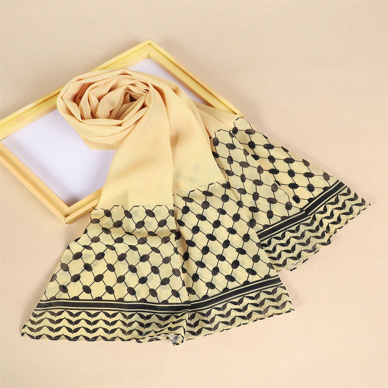Printed Chiffon Keffiyeh Factory - OEM Arab Shawl Palestine Hijab