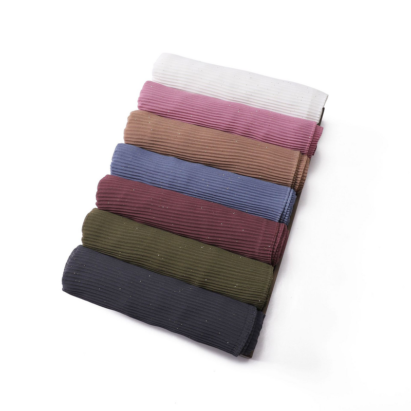 Pearl Chiffon Hijab Factory - OEM Pure Color Pleated Monochrome Scarf