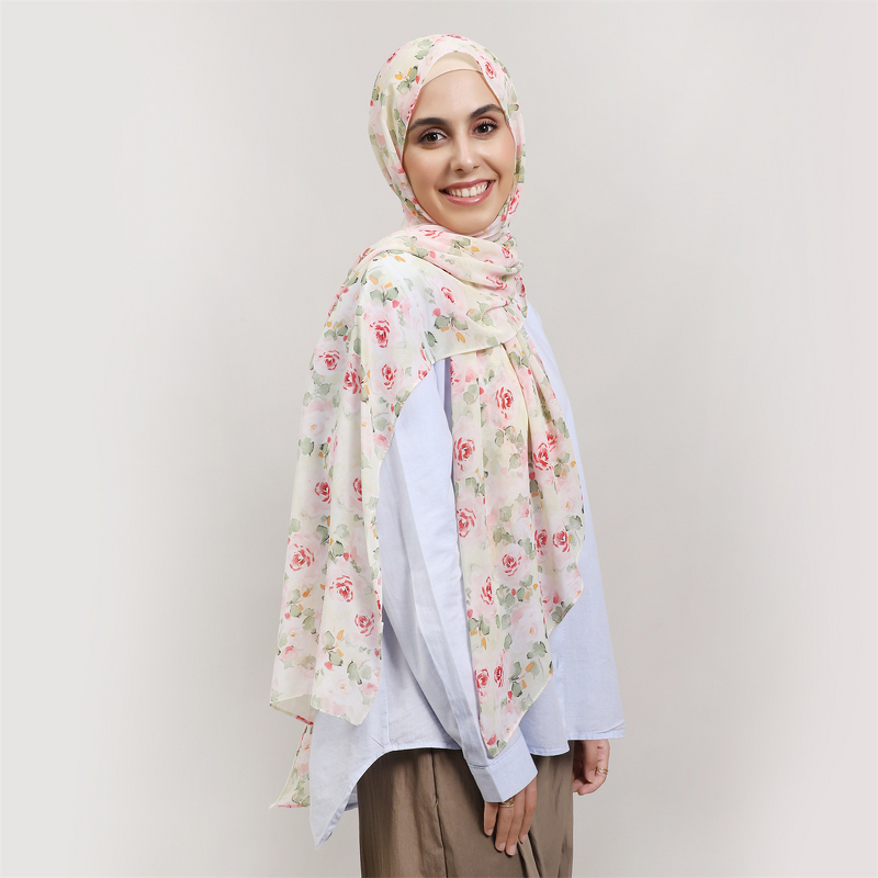 Printed Chiffon Hijab Supplier - Wholesale Floral Lightweight Shawl