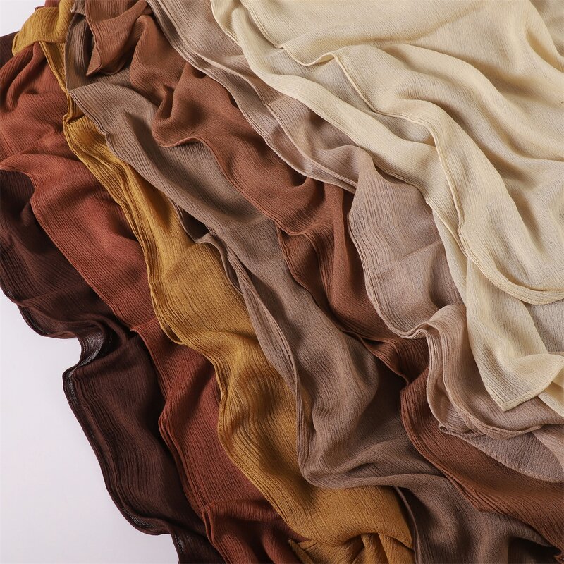 Rayon Wrinkle Hijab Manufacturer - Bulk Solid Color Crinkle Casual Wrap