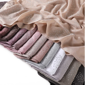 Rhinestone Chiffon Scarf Factory - OEM Heavy Craft Full Starry Shawl