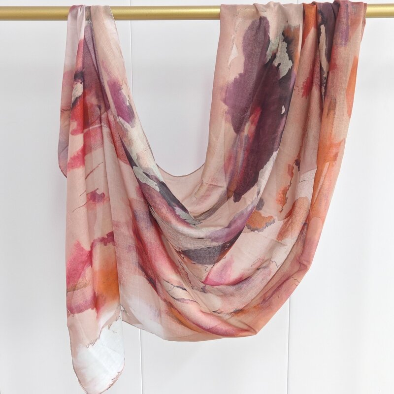 Printed Modal Scarf Supplier - OEM Light Weight Watercolor Stock Scarf