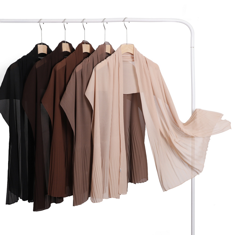 Pleated Chiffon Hijab Manufacturer - Bulk Crinkled Ruffled Long Scarf