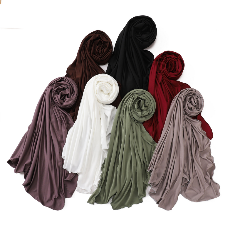 Jersey Cotton Hijab Manufacturer - OEM Scarf with Satin Rope Trim