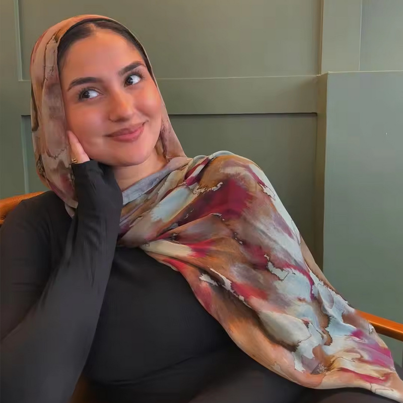 Bamboo Cotton Hijab Supplier - OEM Printed Matte Non-Through Scarf