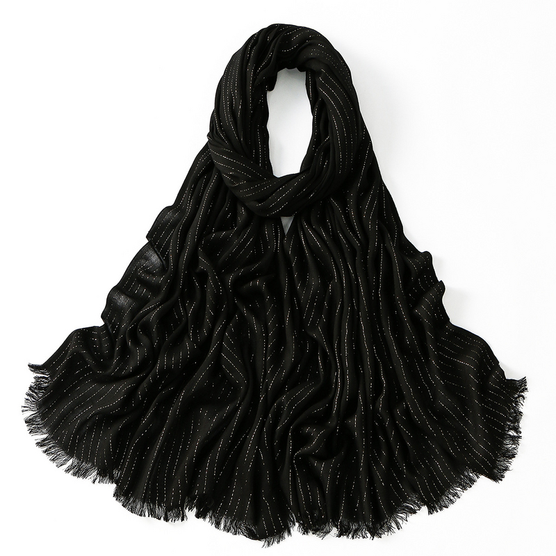Sparkling Scarf Supplier - OEM Speaker Tassels Silver Thread Headscarf